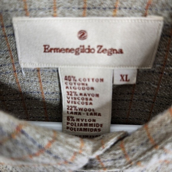 Ermenegildo Zegna Mens Long Sleeve Wool Blend Button Down Shirt Size XL - Picture 7 of 7